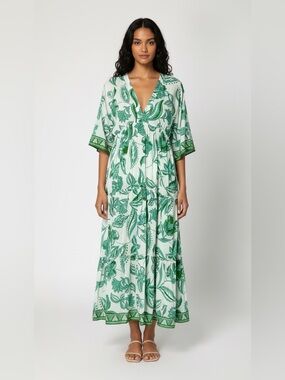 Haute Hippie Green Floral Bohemian Beach Cover